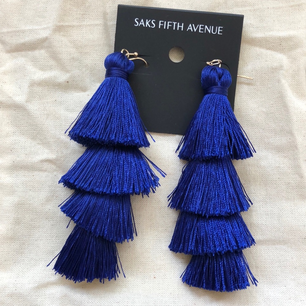 Saks Fifth Ave gorgeous blue tassel earrings